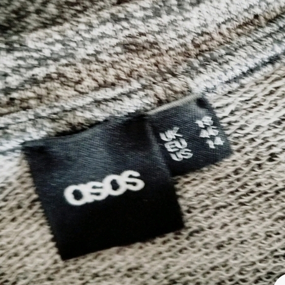 ASOS LEATHER SLEEVE HEATHERED GREY KNIT TOP SZ 14 - Picture 5 of 5